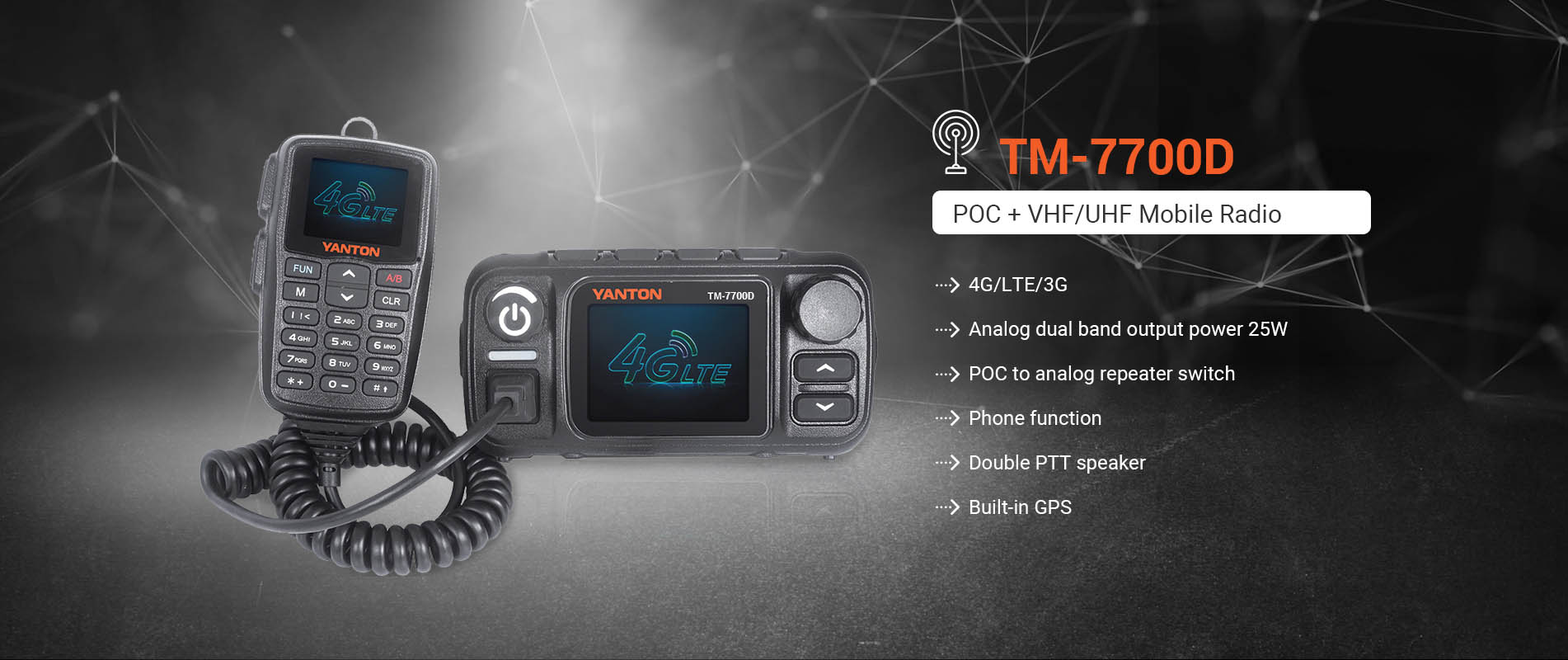 LTE IP Network POC UHF VHF Mobile Car Radio